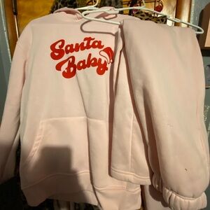 Pink 'Santa Baby' Hoodie and Sweatpants